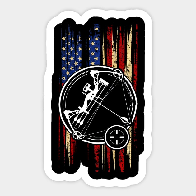 American Bow and Arrow Flag Fishing Hunting Sticker by Kiwistore